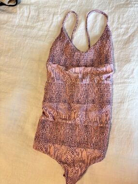 Smocked Pink Snakeprint Bodysuit